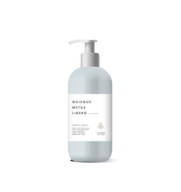 Beyaz arka planda sıvı sabun gerçekçi beyaz şişe. Kozmetik şişe kremi, şampuan, petrol, jel için. Kadar alay et. Tasarım siyah etiket kapsayıcının. Dozatörler. Kozmetik ürünleri.