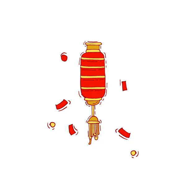 Chinese rode lantaarn geïsoleerd op witte vector. Handtekening traditioneel decor. — Stockvector