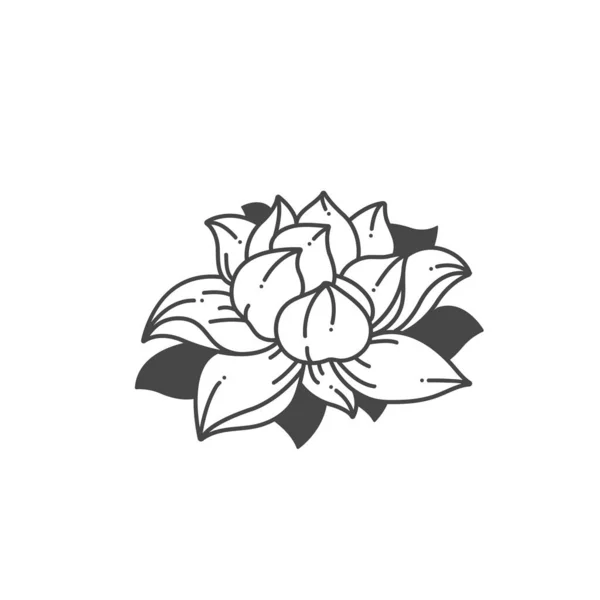 Ilustração linear vetorial da bela flor de lótus . — Vetor de Stock