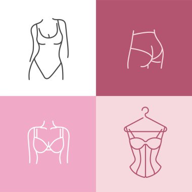 Vektör dizaynı renkli şablonlar ve amblemler - farklı iç çamaşırı.