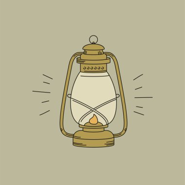 Vektör illüstrasyonu ya da ikon gaz lambası. Yağ lambası doğrusal sembolü.