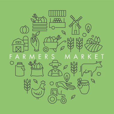 Vector set of logos, badges and icons for natural farm and health products. Collection symbol of localy grown and organic food. Concept illustration for farmers market.