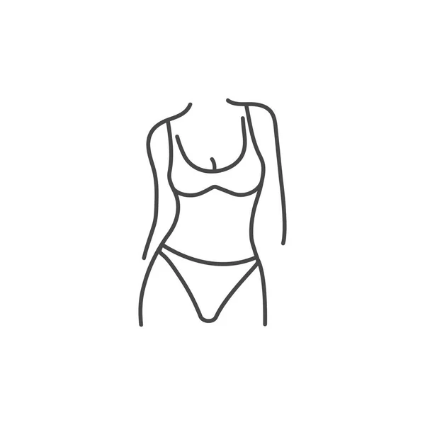 Vector illustration or icon woman silhouette with underwear. Slim female body. — Stock Vector