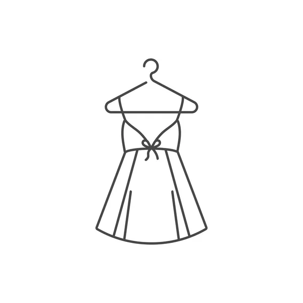 Ilustração vetorial ou vestido de mulher ícone no cabide isolado no fundo branco . —  Vetores de Stock