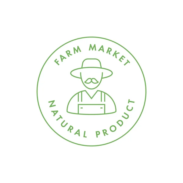 Logotipo del vector, insignia o icono para la granja natural y productos saludables. Símbolo del mercado agrícola y de los alimentos anturales . — Vector de stock