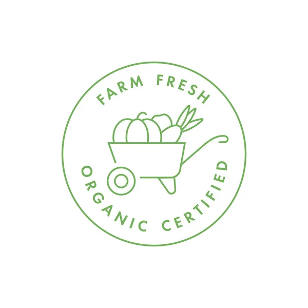 Logotipo del vector, insignia o icono para la granja natural y productos saludables. Símbolo de comida orgánica certificada . — Vector de stock