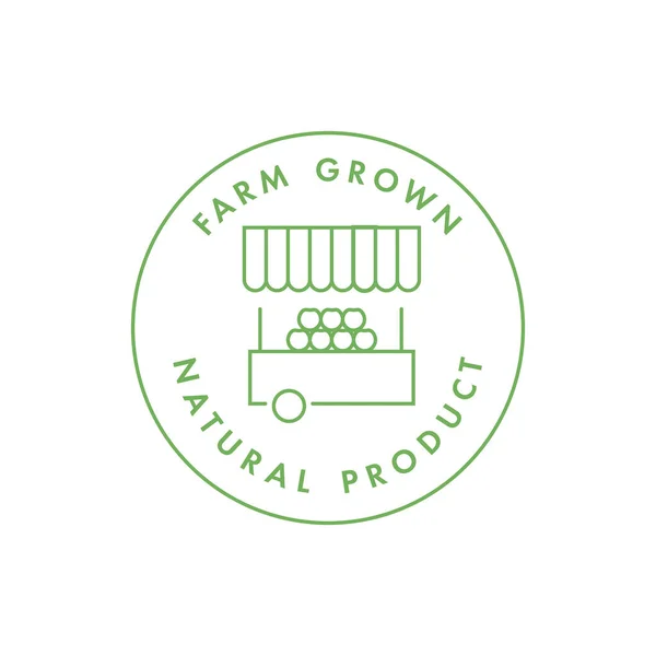 Logotipo del vector, insignia o icono para la granja natural y productos saludables. Símbolo de la granja de alimentos frescos y de primera calidad . — Vector de stock