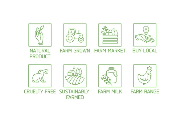 Doğal tarım ve sağlık ürünleri için bir dizi logo, rozet ve simge. Yetişkin ve organik gıdaların toplanma sembolü. — Stok Vektör