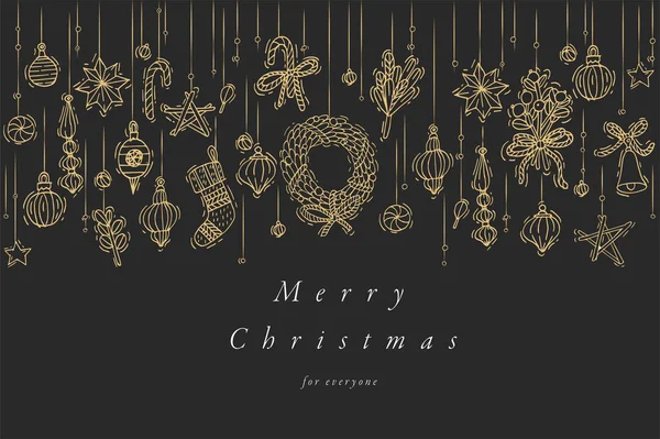 ロゴベクトルの手は、クリスマスの挨拶のカードのカラフルな色のデザインを描画します。タイポグラフィとクリスマス背景、バナーやポスター、その他 printables のアイコン。冬の休日のデザイン要素. — ストックベクタ