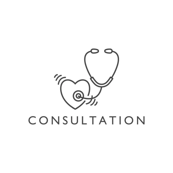 Vector design element and icon in linear style - doctor consultation. Logo sign. — Stok Vektör