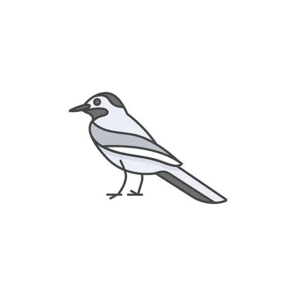 Vector design ícone linear pássaro wagtail no fundo branco. Wagtail emblemas coloridos ou crachás . —  Vetores de Stock