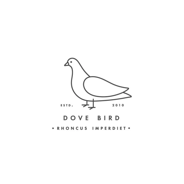 Vecteur conception de logo linéaire colombe oiseau sur fond blanc. Emblèmes ou insignes colorés Pigeon . — Image vectorielle