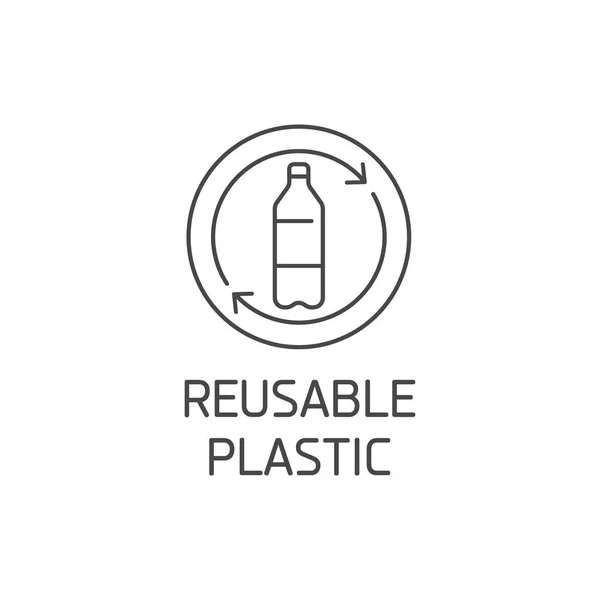 Λογότυπο, σήμα ή εικονίδιο διάνυσμα για φυσικά και βιολογικά προϊόντα. Οικολογικός ασφαλής σχεδιασμός πινακίδας. Επαναχρησιμοποιήσιμο πλαστικό σήμα. — Διανυσματικό Αρχείο