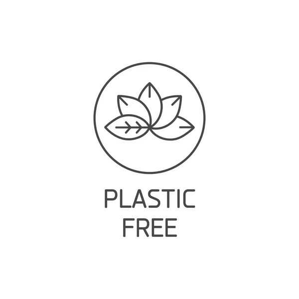 Vektorové logo, odznak nebo ikona pro přírodní a ekologické produkty. Eko bezpečné značení designu. Značka Plastic free. — Stockový vektor