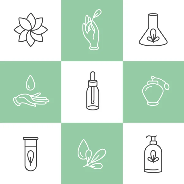 Conjunto vetorial de logotipos, crachás e ícones para produtos naturais e orgânicos. Projeto seguro Eco do sinal. Símbolo de coleção de produtos saudáveis . —  Vetores de Stock