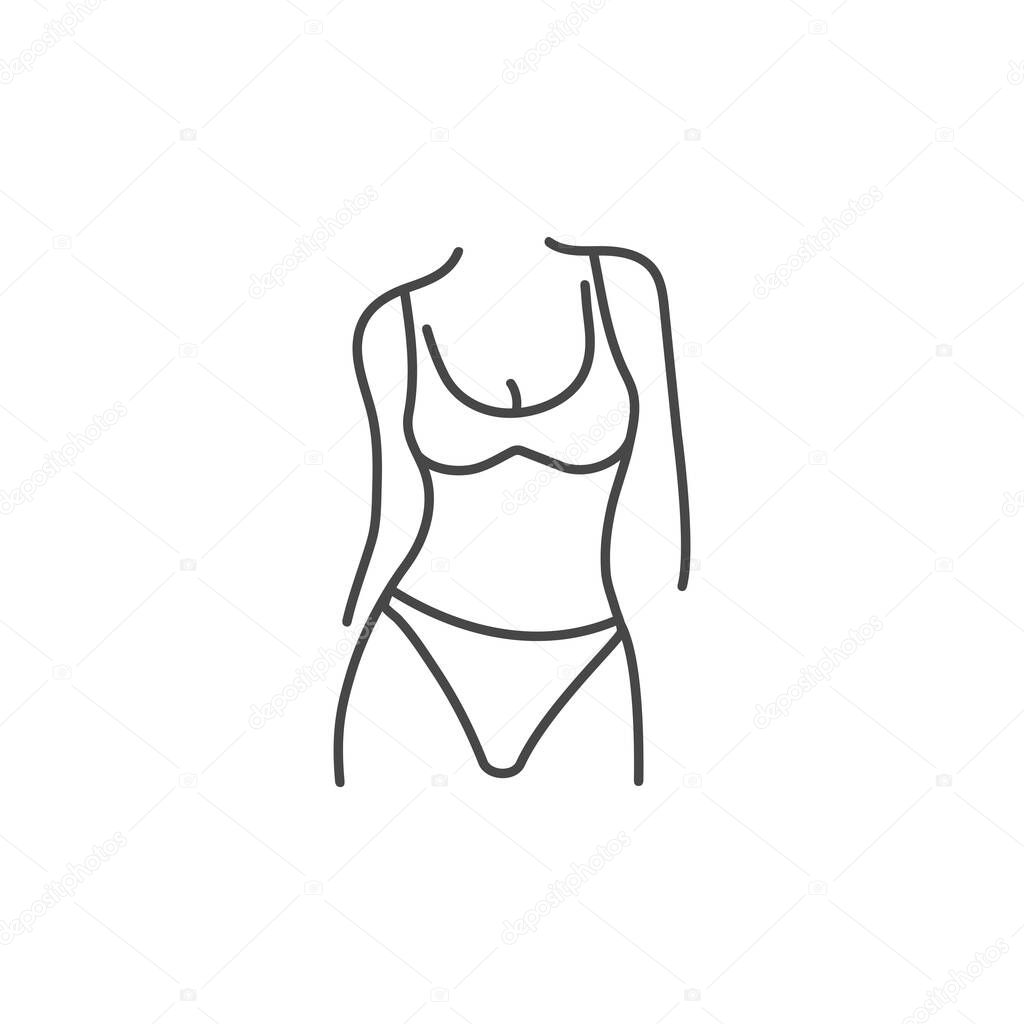 Vector illustration or icon woman silhouette with underwear. Slim female body