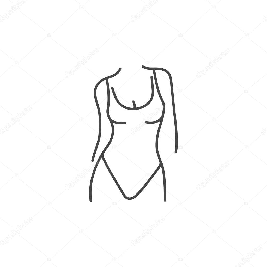 Vector illustration or icon woman silhouette with underwear. Slim female body