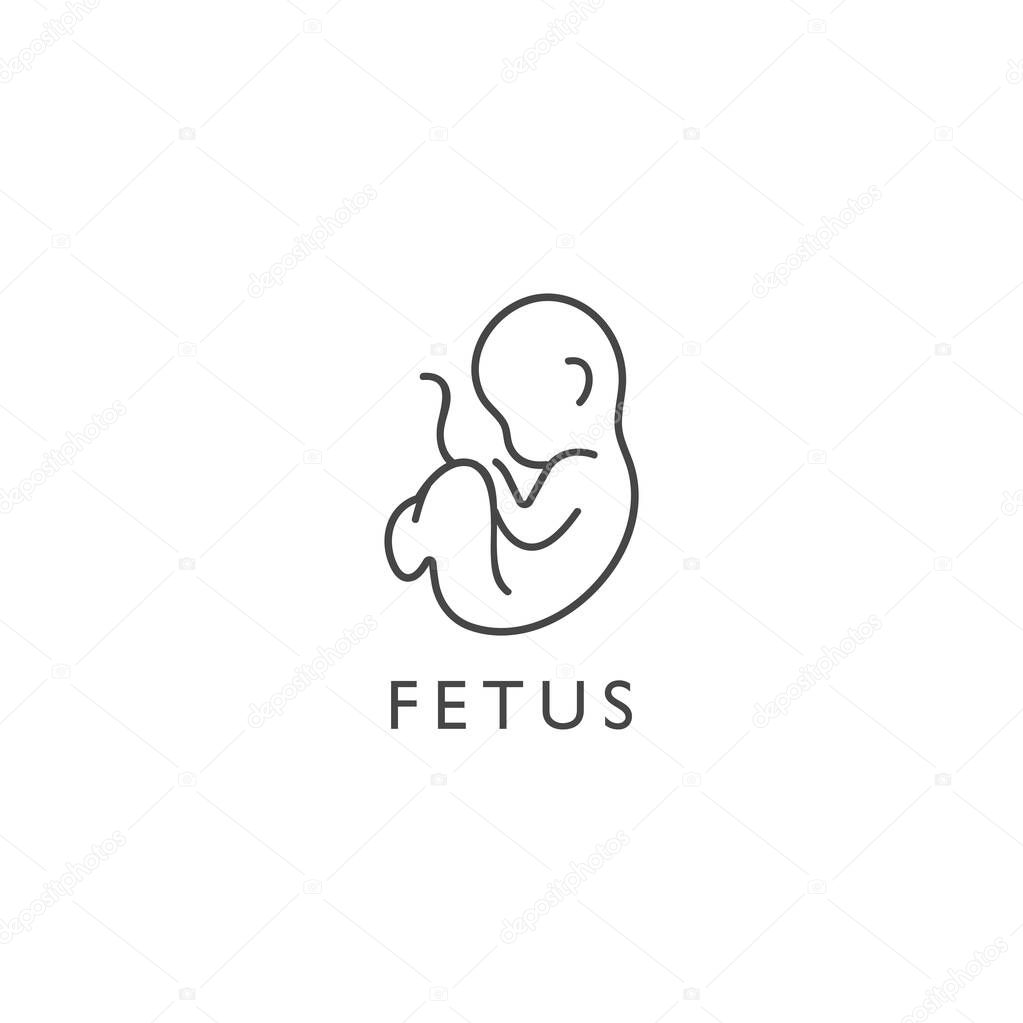 Vector design element and icon in linear style - fetus. Logo sign.