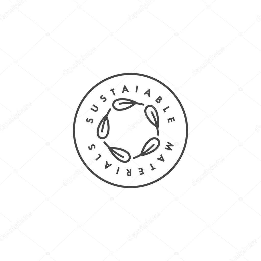 Vector logo, badge or icon for eco-friendly manufacturing - sustainable materials. Eco safe sign design. Symbol of natural certified producing of clothes
