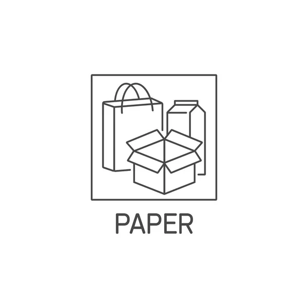 紙の無駄のためのベクトルロゴ バッジとアイコン 生分解性製品のサインデザイン 分別する際のシンボル — ストックベクタ
