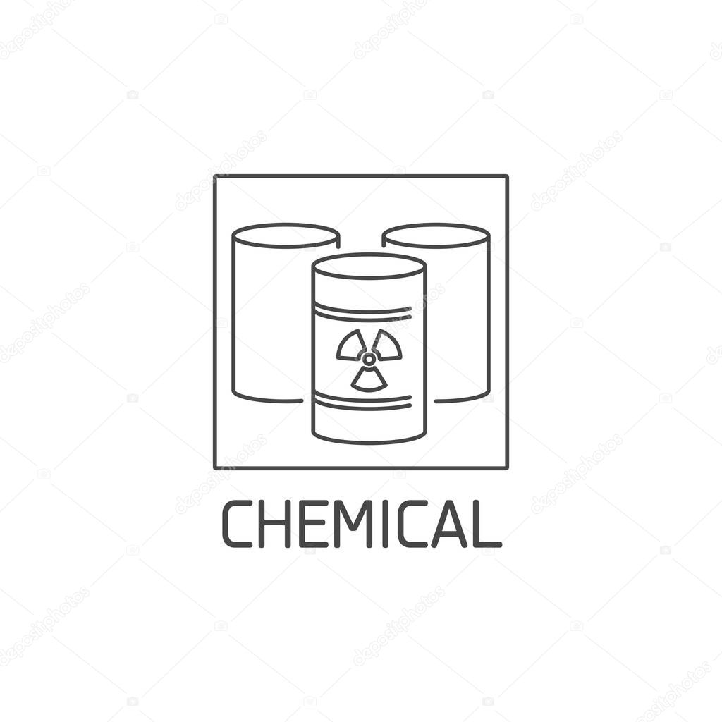 Vector logo, badge and icon for chemical waste. Toxic product sign design. Symbol of sorting garbages