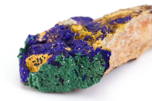Azurit Malachit Grüner Und Blauer Mineralstein Isoliert Auf Weißem Hintergrund — Stockfoto