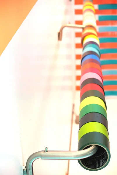 Colored Ribbon Rolls Handrail — Stock Photo, Image