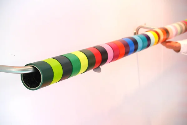 Colored Ribbon Rolls Handrail — Stock Photo, Image