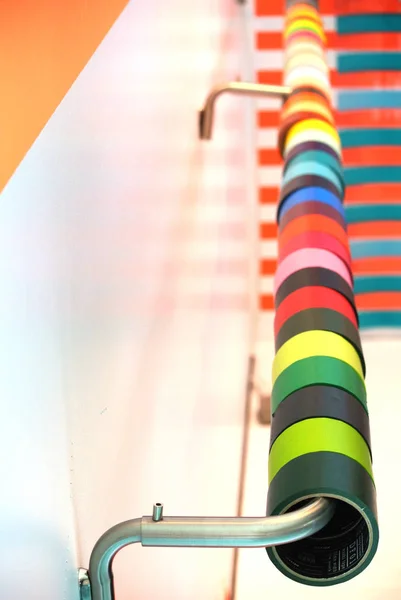 Colored Ribbon Rolls Handrail — Stock Photo, Image