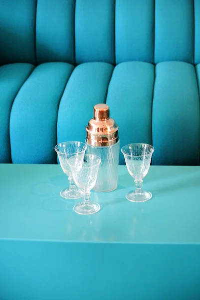 Detail Blue Sofa Coffee Table — Stock Photo, Image