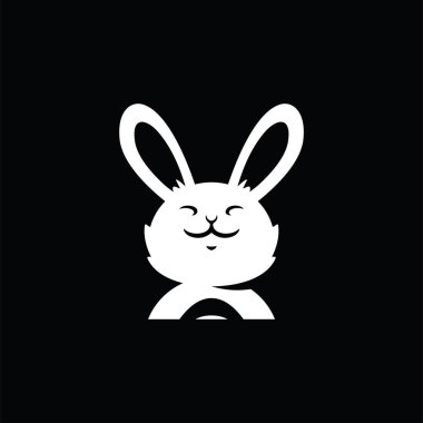 Şirin tavşancık markalaşma için basit logo vektör şablonu