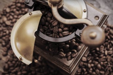 Kahve çekirdekleri ve kahve değirmeni