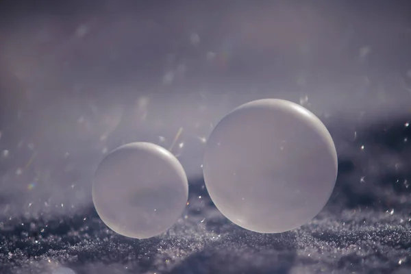 Zmrazené Mýdlová Bublina Zimě — Stock fotografie