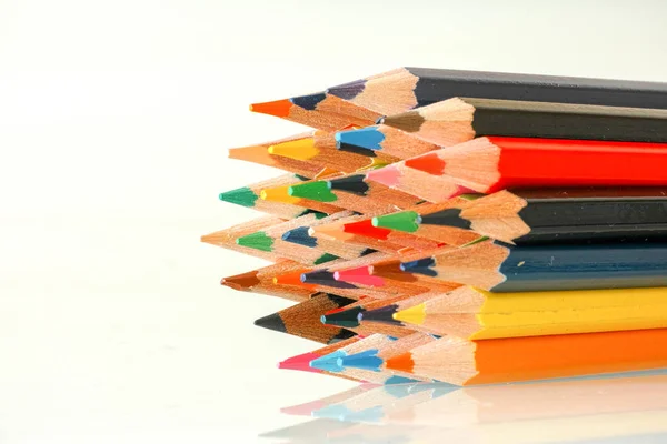 Colored Pencils White Desk — Stock Photo, Image