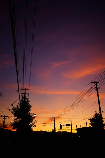 Solnedgång Staden Hokkaido — Stockfoto