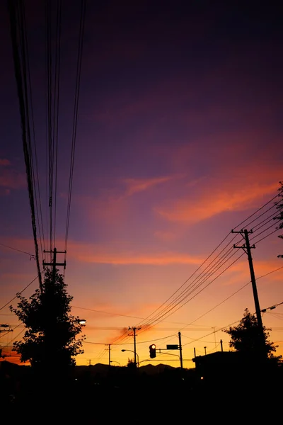 Pôr Sol Cidade Hokkaido — Fotografia de Stock