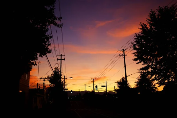 Tramonto Città Hokkaido — Foto Stock