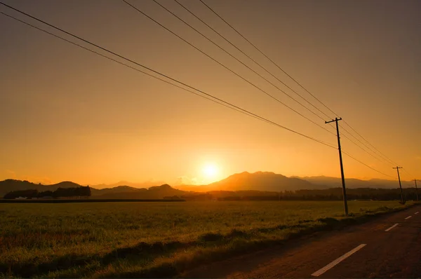 Tramonto Strada Autunno — Foto Stock