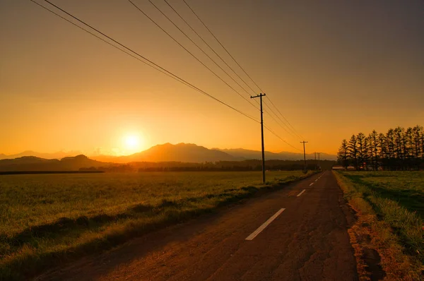 Tramonto Strada Autunno — Foto Stock