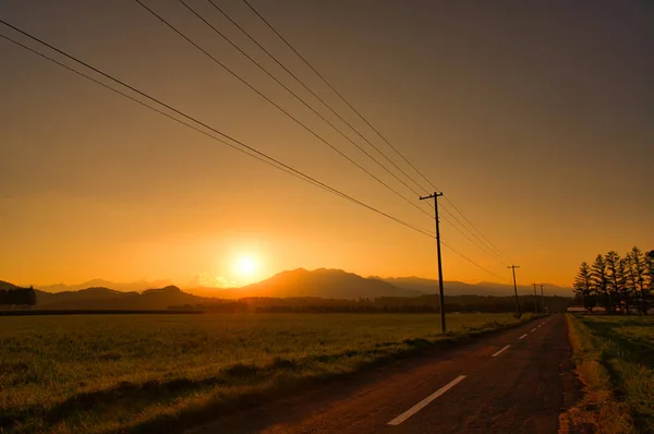 Tramonto Strada Autunno — Foto Stock