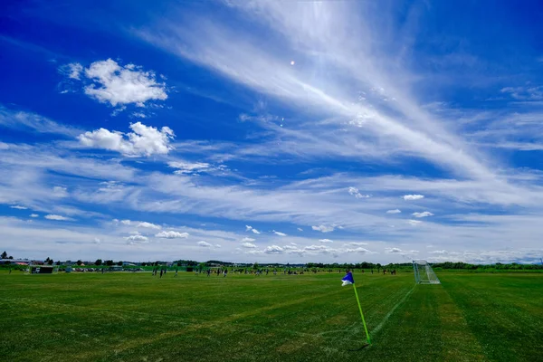 Campo Fútbol Cielo Azul — Foto de Stock