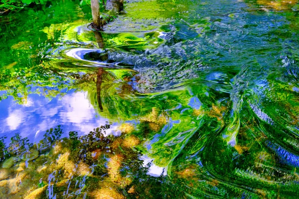 Reflejo Agua Del Río Verano Hokkaido — Foto de Stock