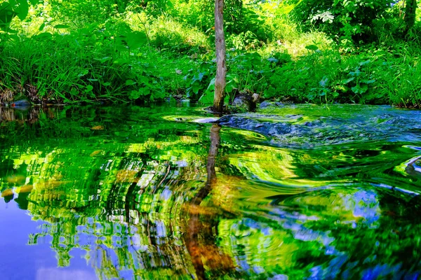 Água Rio Verão Reflexão Hokkaido — Fotografia de Stock