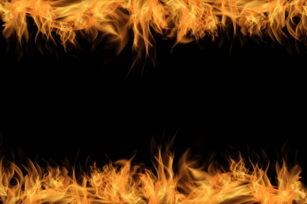 Orange Fire Black Background — Stock Photo, Image