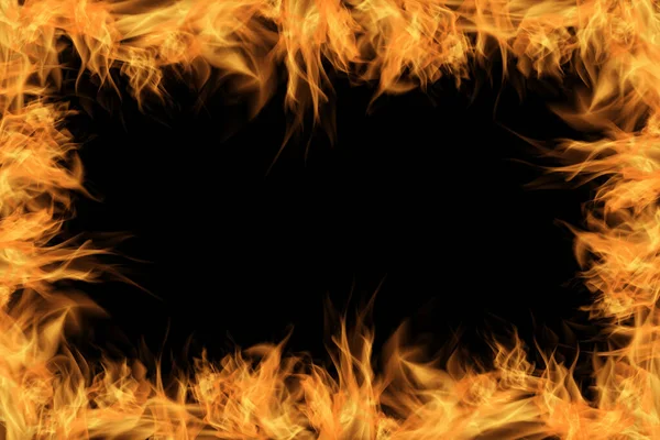 Orange Fire Black Background — Stock Photo, Image