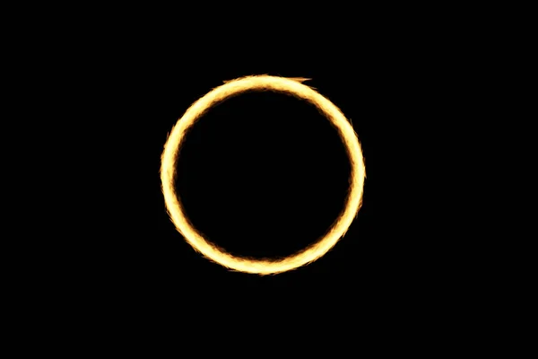 Pierścień Płomieni Czarnym Tle — Zdjęcie stockowe