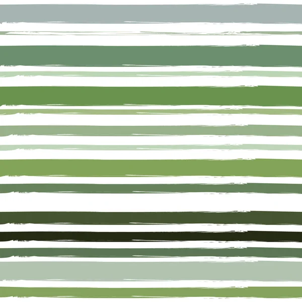 水彩条纹无缝图案的绿色色调和色调 手绘蹩脚墨刷笔触 时尚的无限纹理为数字纸 纺织品 — 图库矢量图片