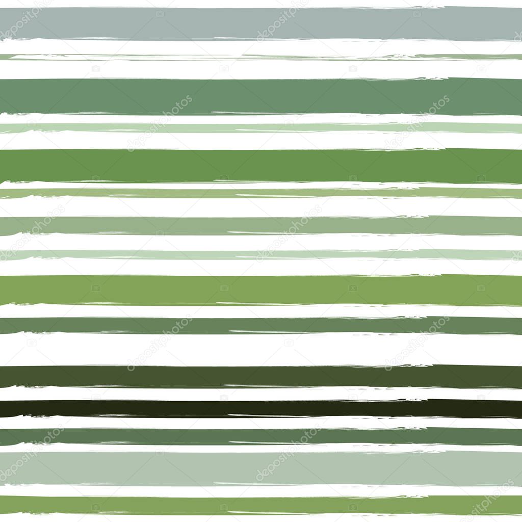 Watercolor striped seamless pattern in green tones and shades. Hand painted grungy ink brush strokes. Trendy endless texture for digital paper, fabric, backdrops, wrapping, textile