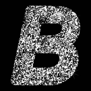 Gümüş pırıltılı mektup B. vektör parlayan gümüş parlak mektup siyah arka plan üzerine.