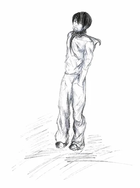 Preto Branco Pintado Retrato Homem Quadro Desenhado Com Lápis — Vetor de Stock